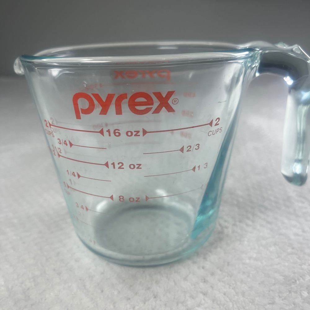 Pyrex‎ Glass Measuring Cup 2 Cup 16oz Kitchen Baking Cooking Tool Red Print